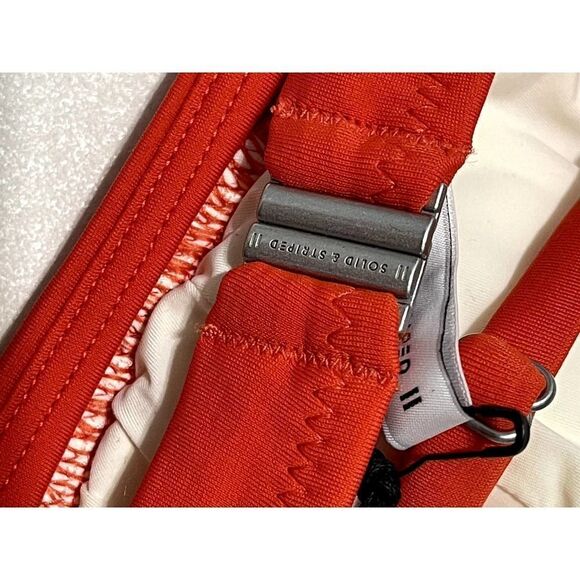 Solid & Striped The Morgan Scoop Neck Bikini Top In Lipstick Red Gingham Large - Picture 7 of 11